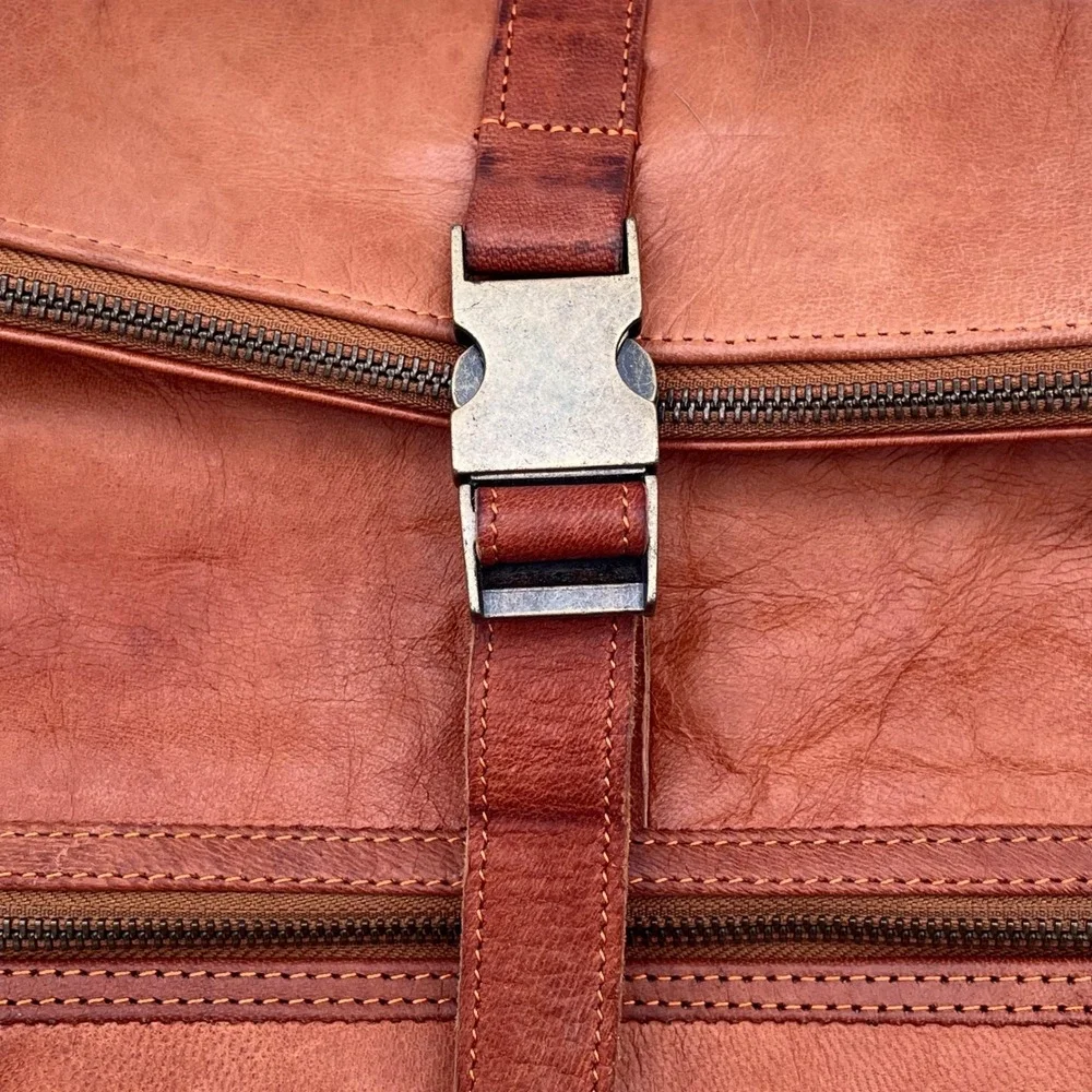 Berliner Bags Leather Backpack Men OS Tan Good Vintage Roll Top Rucksack